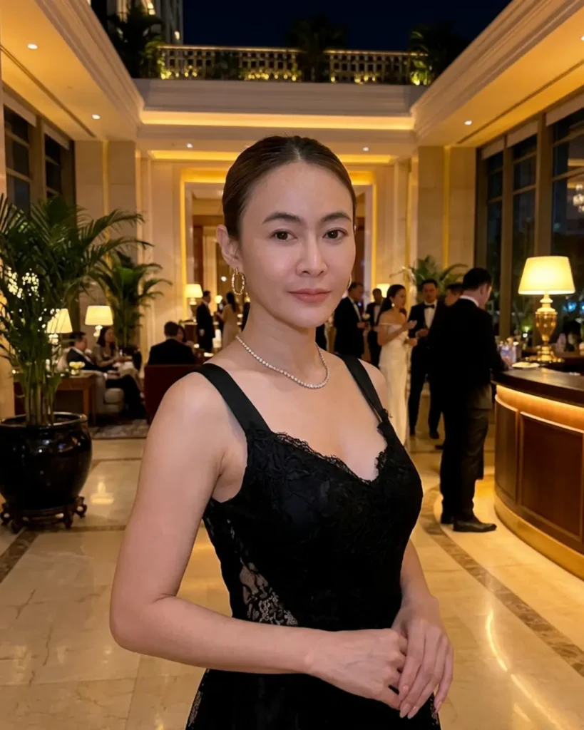 yammy in elegant black dress for a gala night